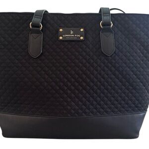 London Fog Quilted Black Tote